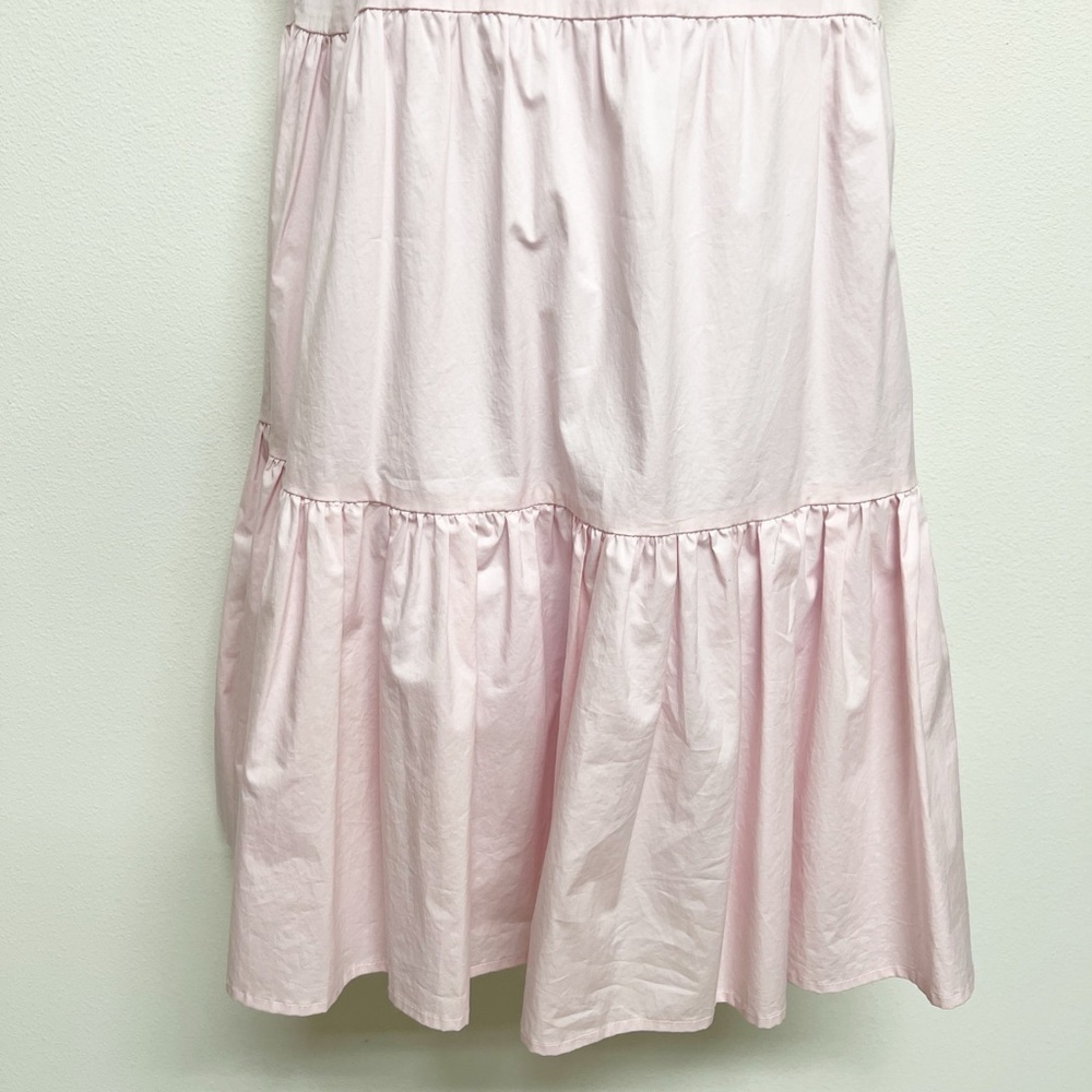 MONICA NERA Womens Pink Cotton Artelier Made to Order Tiered Mini Dress Size M - Picture 4 of 10